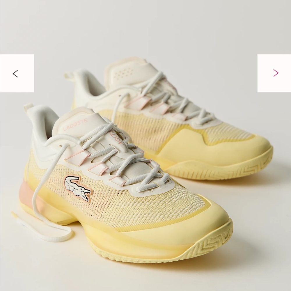 Lacoste Cream and Yellow Athletic Shoes AG-LT23 Ultra Sneakers
